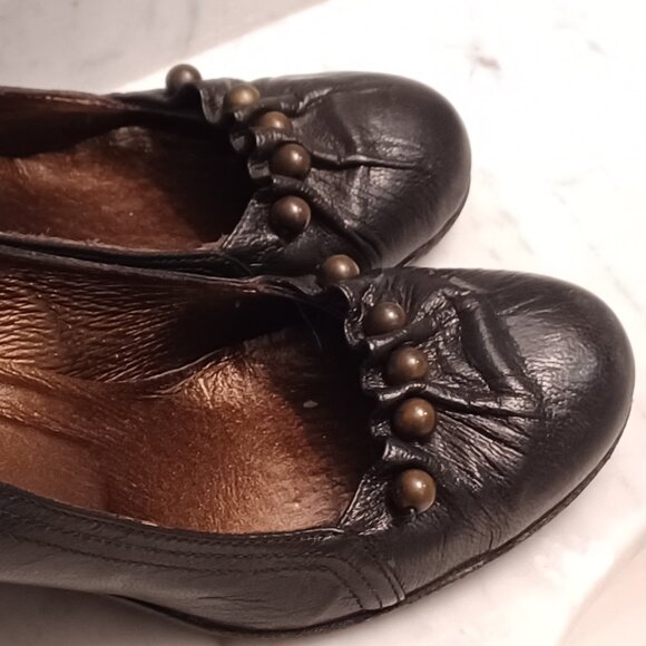 All leather crinkly black heels - Picture 7 of 8